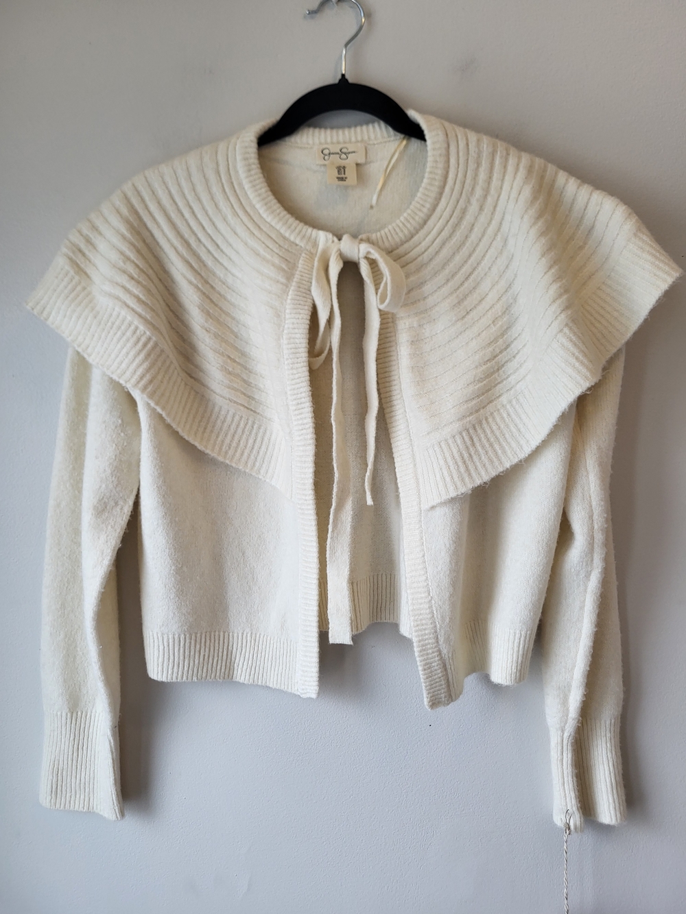 Jessica Simpson Cream Tie-Front Capelet Cardigan